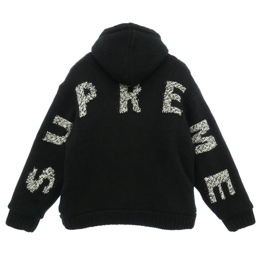 Supreme シュプリーム 25AW Faux Shearling Lined Zip Up Hooded Sweater ジップアップ ニット パーカー ブラック系 XL【極上美品】【中古】