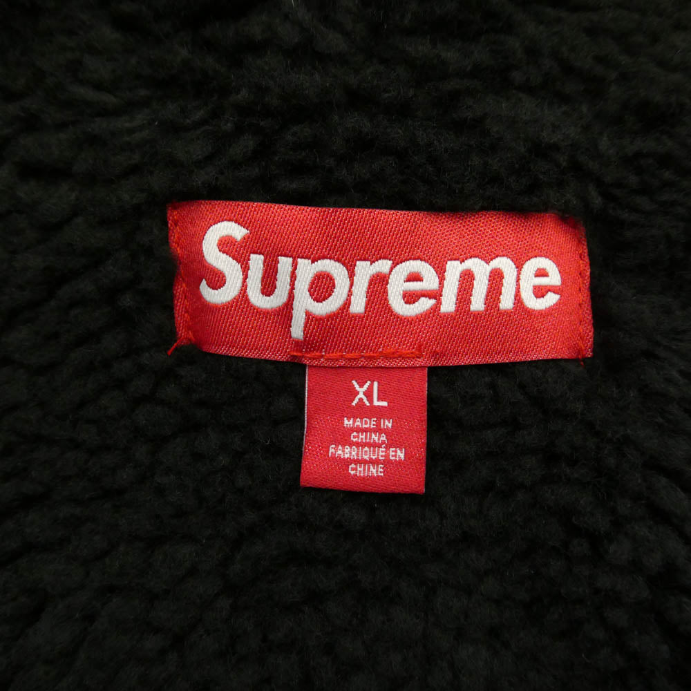Supreme シュプリーム 25AW Faux Shearling Lined Zip Up Hooded Sweater ジップアップ ニット パーカー ブラック系 XL【極上美品】【中古】