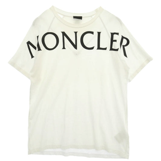 MONCLER モンクレール 21SS G10918C7C510 MAGLIA GIROCOLLO T SHIRT マグリア ジロコルロ ラバーロゴ ワッペン ロゴプリント 半袖 Tシャツ カットソー オフホワイト系 L【中古】