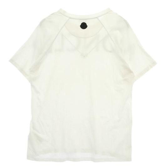 MONCLER モンクレール 21SS G10918C7C510 MAGLIA GIROCOLLO T SHIRT マグリア ジロコルロ ラバーロゴ ワッペン ロゴプリント 半袖 Tシャツ カットソー オフホワイト系 L【中古】