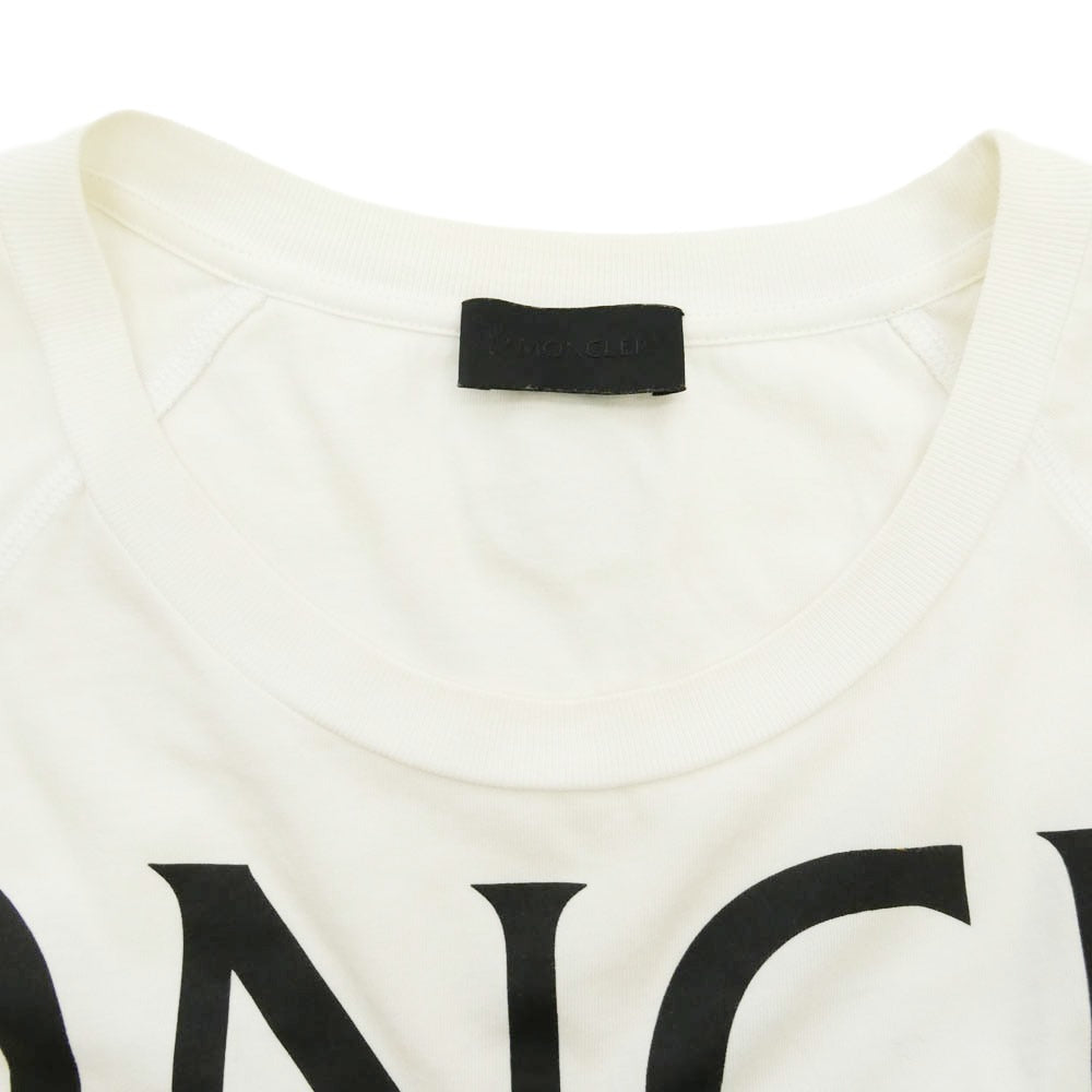 MONCLER モンクレール 21SS G10918C7C510 MAGLIA GIROCOLLO T SHIRT マグリア ジロコルロ ラバーロゴ ワッペン ロゴプリント 半袖 Tシャツ カットソー オフホワイト系 L【中古】