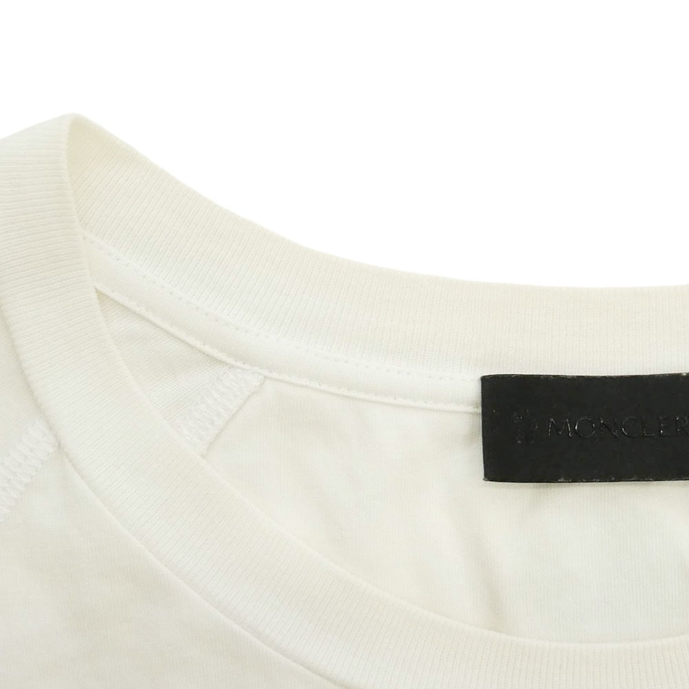 MONCLER モンクレール 21SS G10918C7C510 MAGLIA GIROCOLLO T SHIRT マグリア ジロコルロ ラバーロゴ ワッペン ロゴプリント 半袖 Tシャツ カットソー オフホワイト系 L【中古】