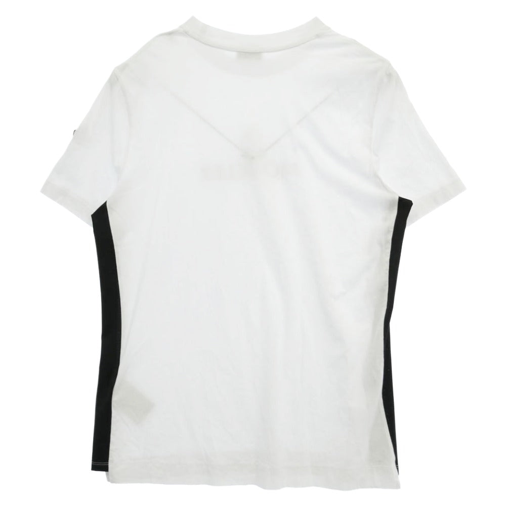 MONCLER モンクレール 24SS J10918C00060 MAGLIA MANICHE CORTE マリア マニケ コルテ リフレクター ロゴ メッシュ 切替 ラバーロゴ ワッペン クルーネック 半袖 Ｔシャツ カットソー ホワイト系 L【中古】