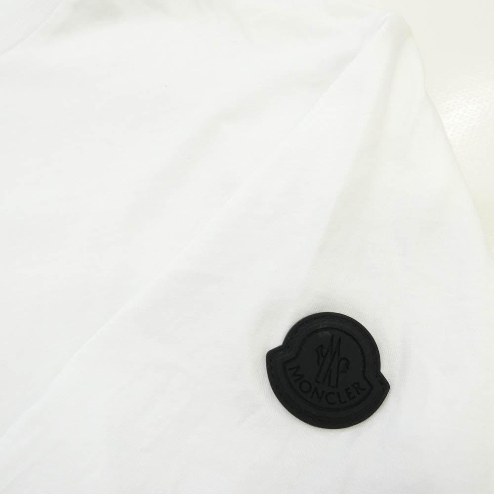 MONCLER モンクレール 24SS J10918C00060 MAGLIA MANICHE CORTE マリア マニケ コルテ リフレクター ロゴ メッシュ 切替 ラバーロゴ ワッペン クルーネック 半袖 Ｔシャツ カットソー ホワイト系 L【中古】