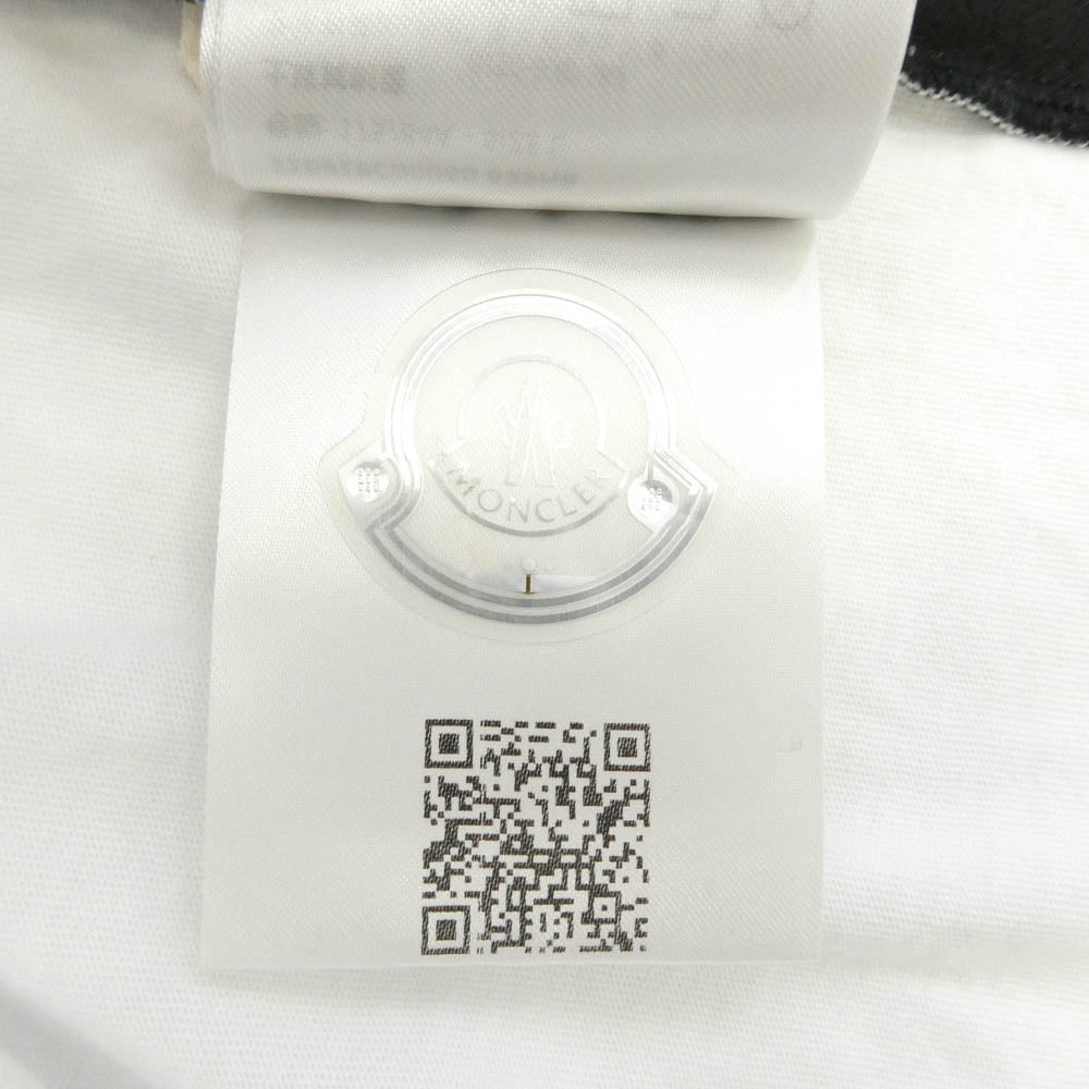 MONCLER モンクレール 24SS J10918C00060 MAGLIA MANICHE CORTE マリア マニケ コルテ リフレクター ロゴ メッシュ 切替 ラバーロゴ ワッペン クルーネック 半袖 Ｔシャツ カットソー ホワイト系 L【中古】