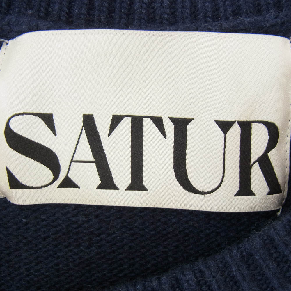 セター SA243UKT38 刺繍ロゴ ウール 変形 クルーネック 丸首 ニット セーター ネイビー系 XL【中古】