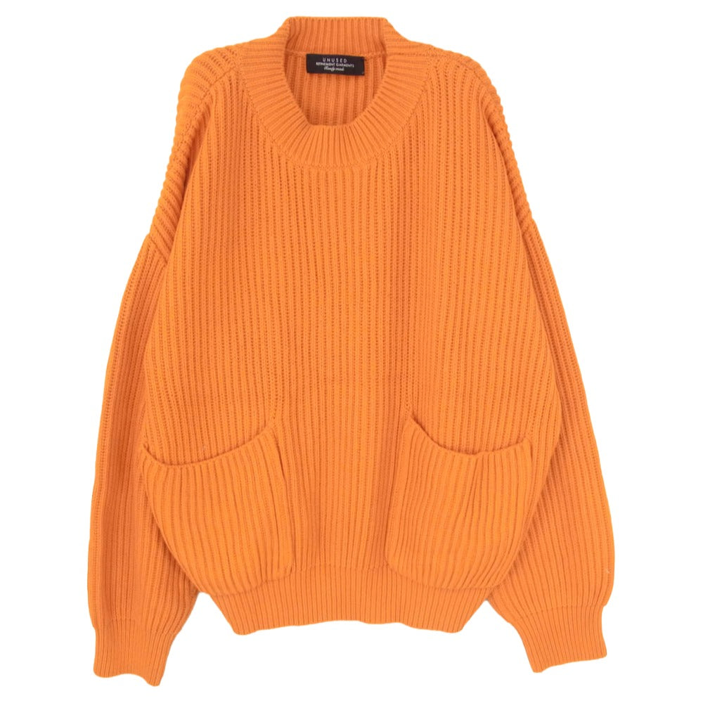 UNUSED アンユーズド US1606 3G pullover knit サイド ポケット クルーネック 丸首 ニット セーター オレンジ系 2【中古】