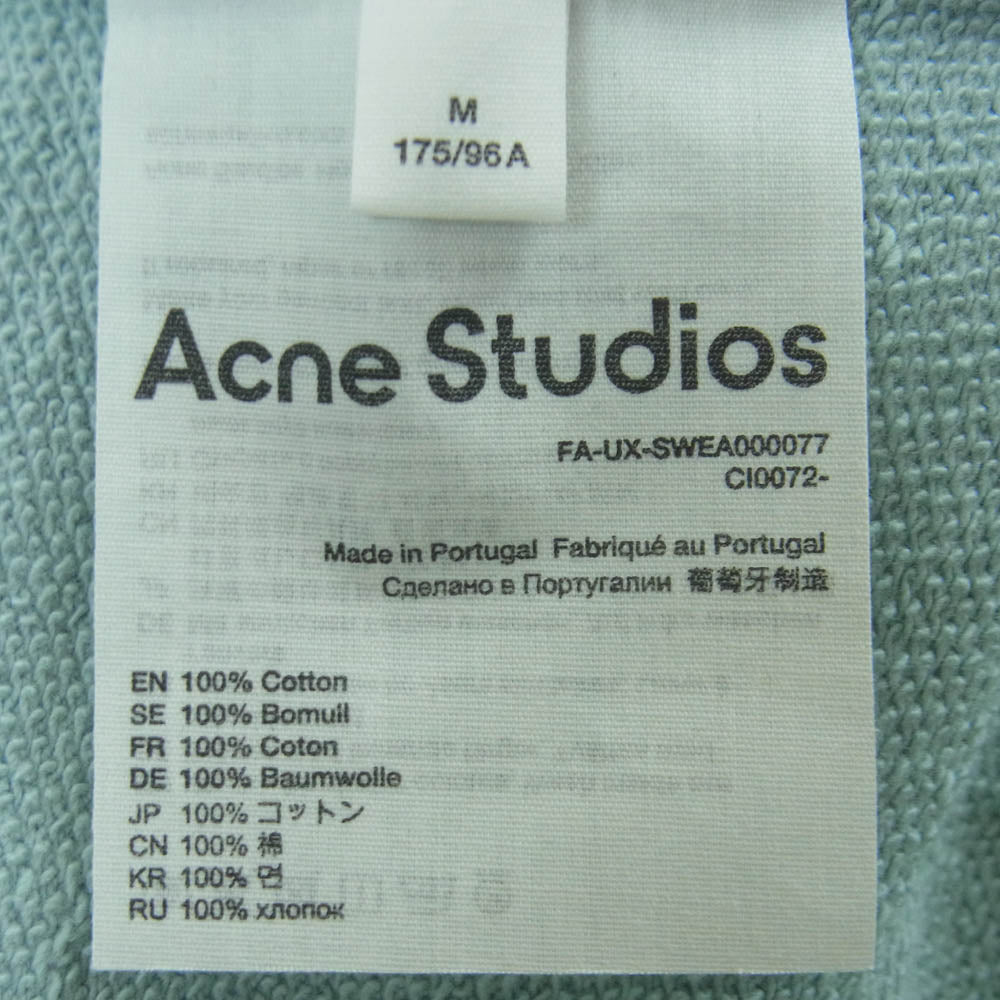 ACNE STUDIOS アクネストゥディオズ FA-UX-SWEA000077 フェイスパッチ コットン クルーネック スウェット トレーナー ライトブルー系 M【中古】