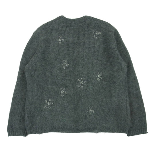 スリフトウェアマーケットアンドフリーマーケットツアー TWM-K0301 モヘヤ ウール フラワー 刺繍 カーディガン グレー系 M【中古】