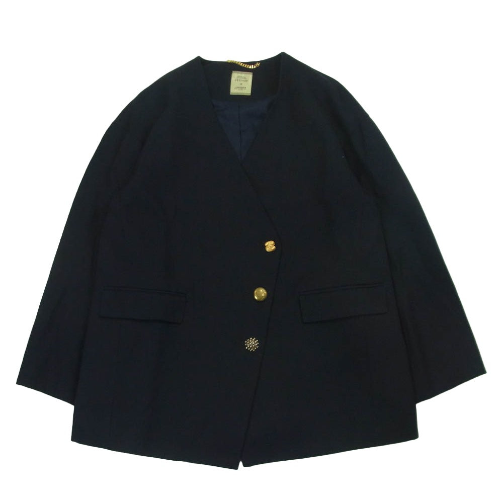 JOURNAL STANDARD ジャーナルスタンダード L'ESSAGE レサージュ ヴィスウール ノーカラー ジャケット ダークネイビー系 サイズ表記なし【中古】