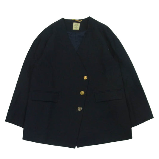 JOURNAL STANDARD ジャーナルスタンダード L'ESSAGE レサージュ ヴィスウール ノーカラー ジャケット ダークネイビー系 サイズ表記なし【中古】