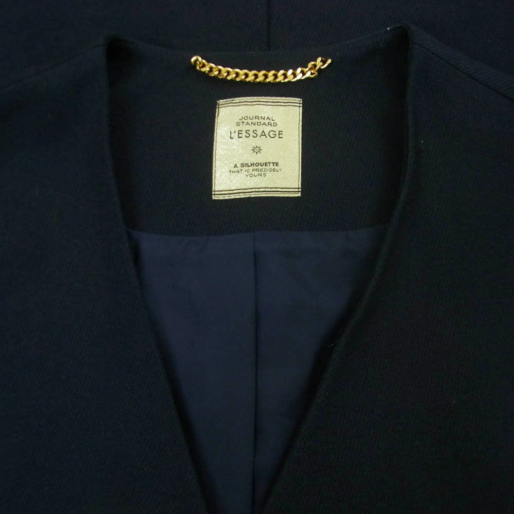 JOURNAL STANDARD ジャーナルスタンダード L'ESSAGE レサージュ ヴィスウール ノーカラー ジャケット ダークネイビー系 サイズ表記なし【中古】