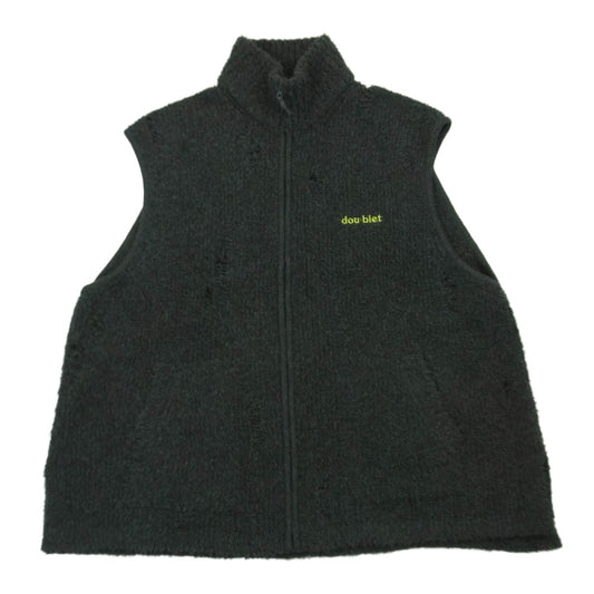 doublet ダブレット 23AW 23AW55KN135 FLEECE KNIT VEST ダメージ加工 フリース ニット ベスト チャコール系 M【中古】