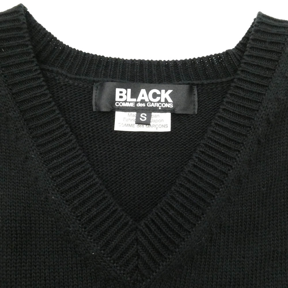 BLACK COMME des GARCONS ブラックコムデギャルソン 1H-O004 AD2021 ニットベスト ドッキング ノースリーブ ワンピース ブラック系 S【中古】