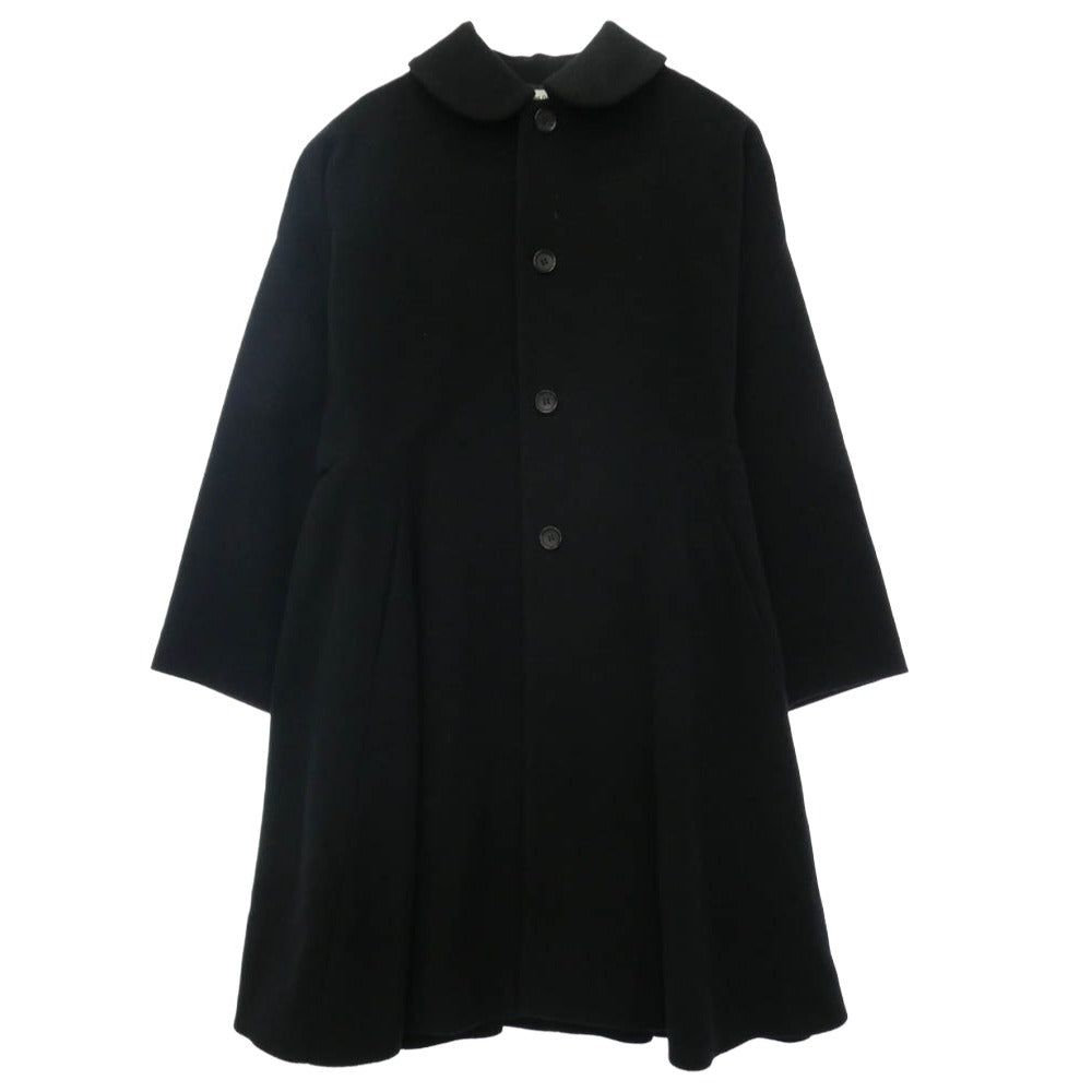 COMME des GARCONS コムデギャルソン 14AW RN-C006 コムコム ウールカシミヤ ナイロン混 丸襟 フレア コート ブラック系 S【中古】
