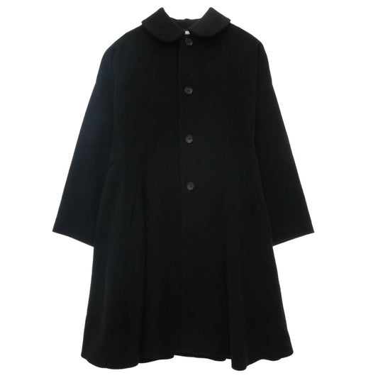 COMME des GARCONS コムデギャルソン 14AW RN-C006 コムコム ウールカシミヤ ナイロン混 丸襟 フレア コート ブラック系 S【中古】
