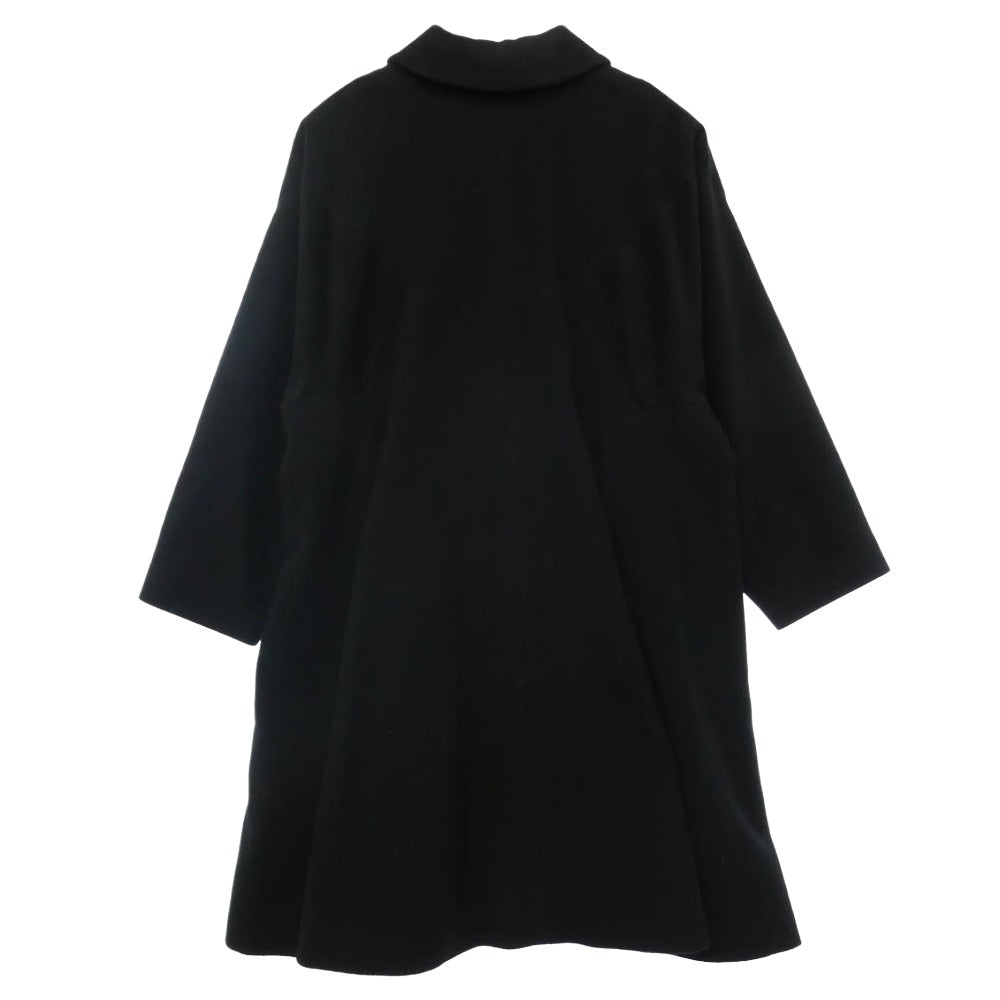 COMME des GARCONS コムデギャルソン 14AW RN-C006 コムコム ウールカシミヤ ナイロン混 丸襟 フレア コート ブラック系 S【中古】