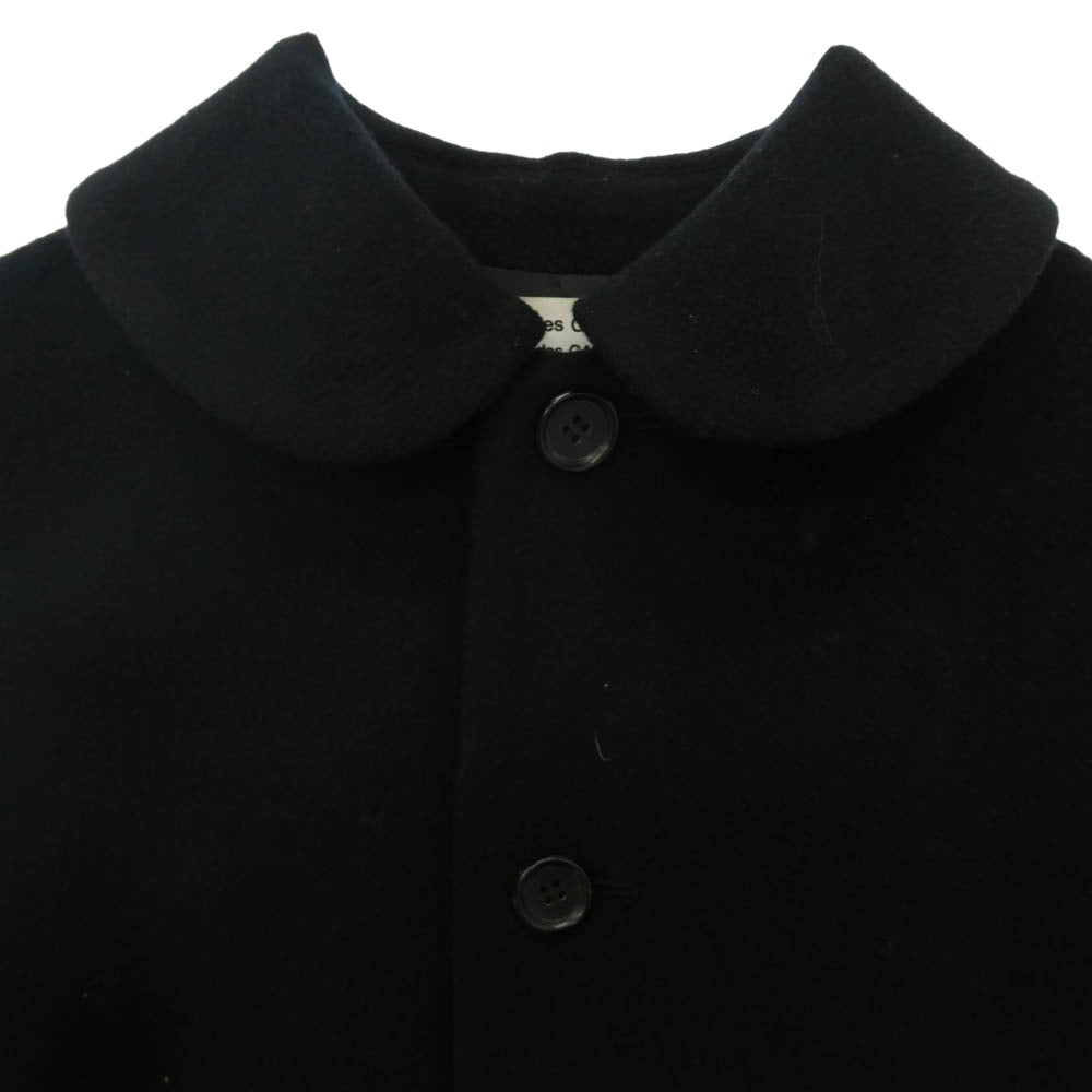 COMME des GARCONS コムデギャルソン 14AW RN-C006 コムコム ウールカシミヤ ナイロン混 丸襟 フレア コート ブラック系 S【中古】
