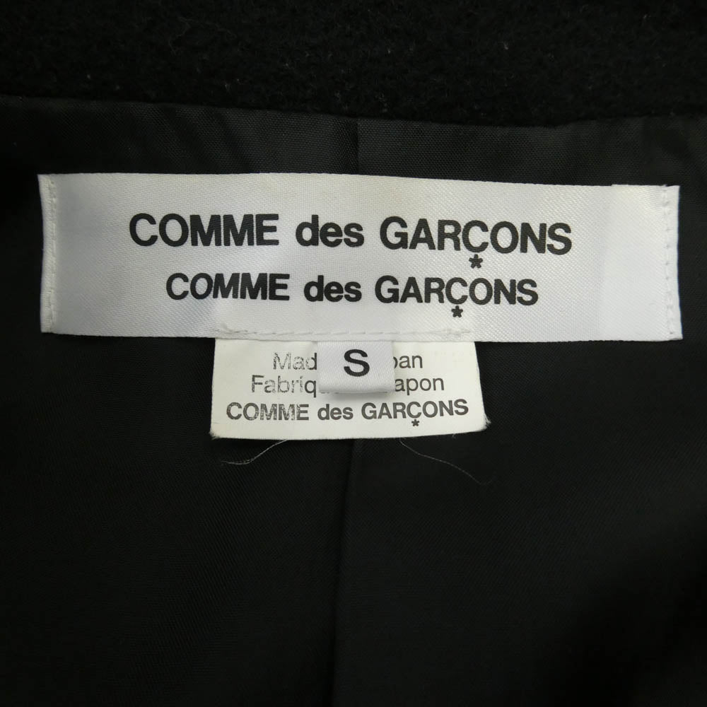 COMME des GARCONS コムデギャルソン 14AW RN-C006 コムコム ウールカシミヤ ナイロン混 丸襟 フレア コート ブラック系 S【中古】