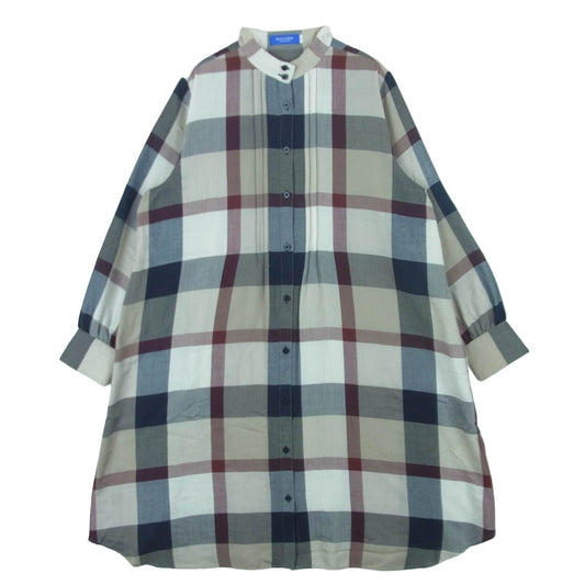ブルーレーベルクレストブリッジ 55J05-529-42 チェック バンドカラー 長袖 シャツ ワンピース マルチカラー系 36【中古】