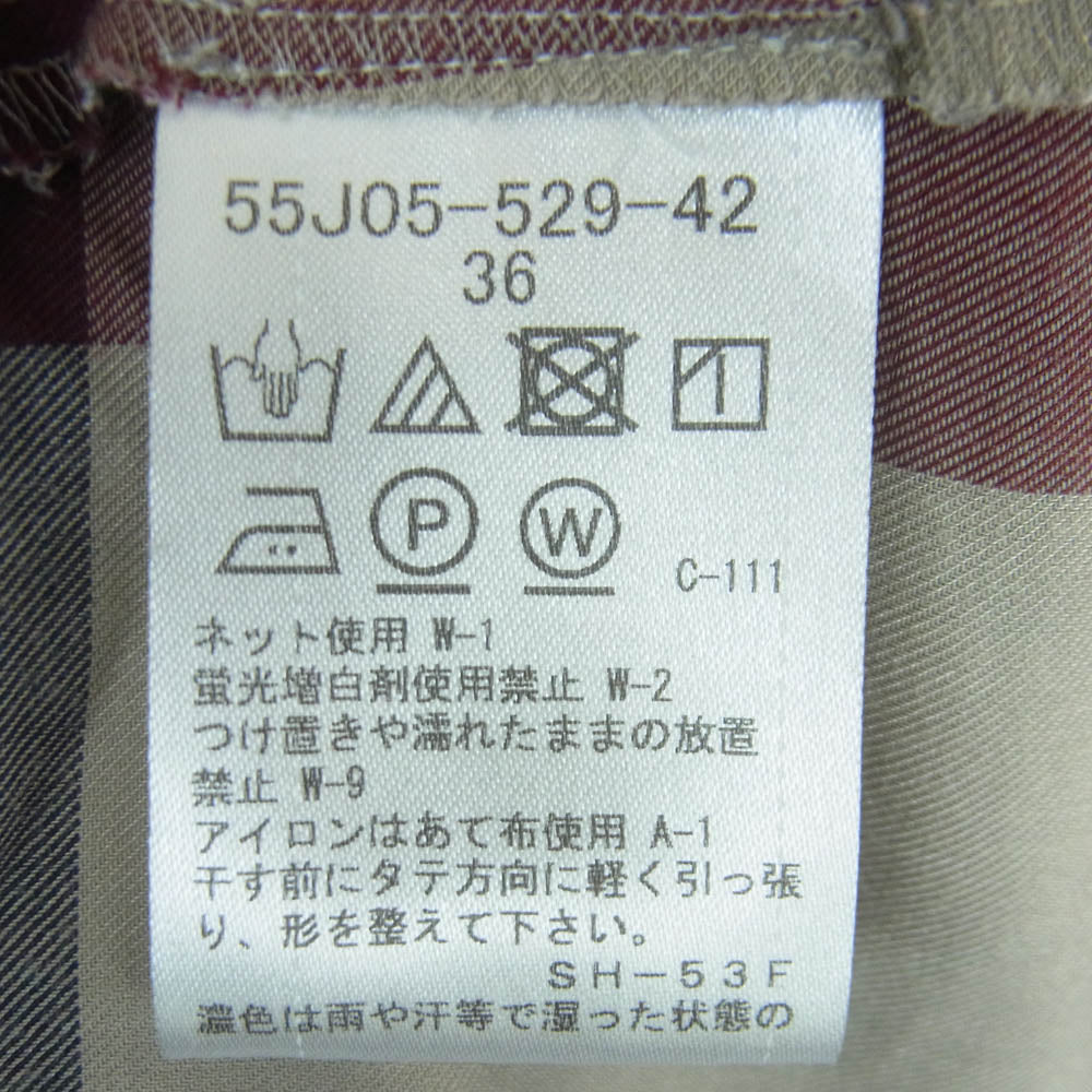 ブルーレーベルクレストブリッジ 55J05-529-42 チェック バンドカラー 長袖 シャツ ワンピース マルチカラー系 36【中古】