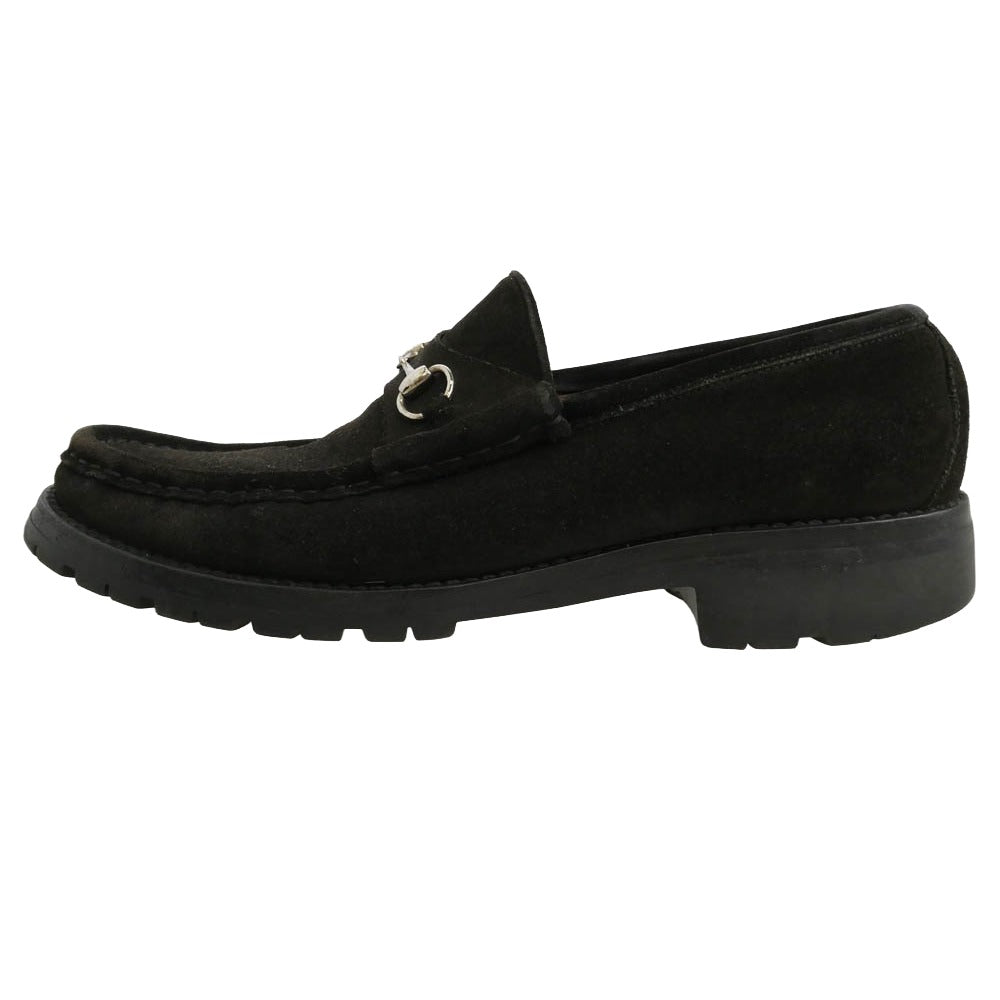GUCCI グッチ 101 6105 ホースビット スエード レザー ローファー ブラック系 11【中古】