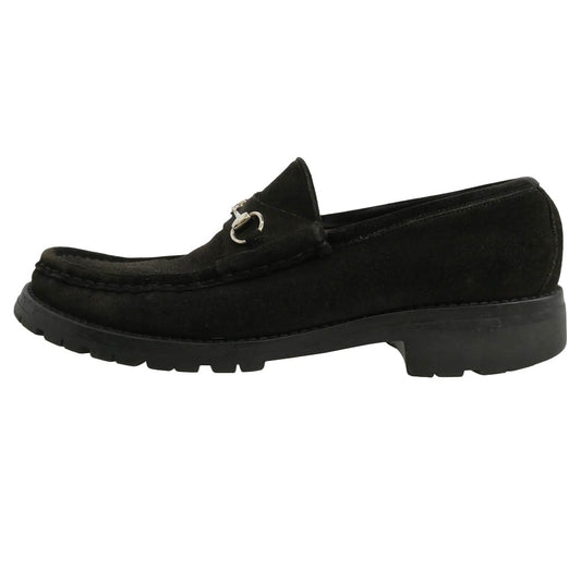 GUCCI グッチ 101 6105 ホースビット スエード レザー ローファー ブラック系 11【中古】