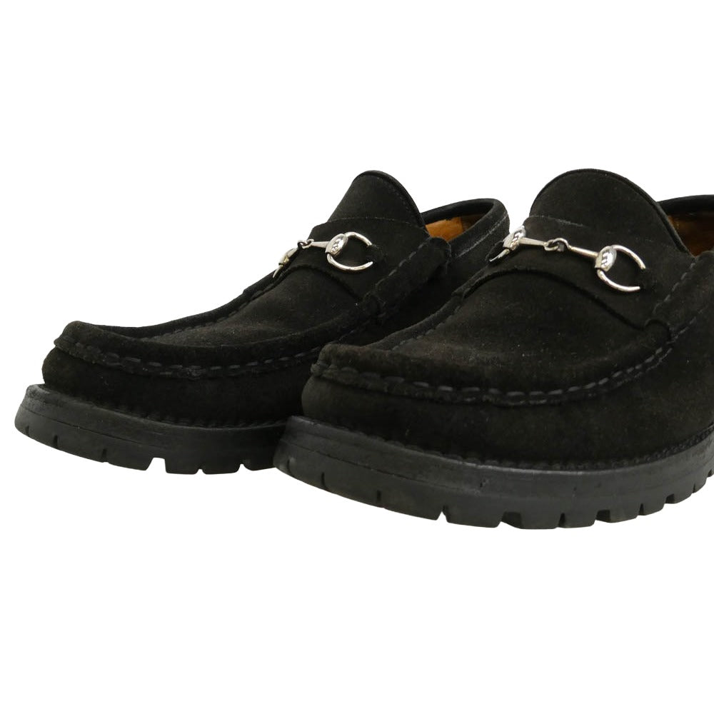 GUCCI グッチ 101 6105 ホースビット スエード レザー ローファー ブラック系 11【中古】