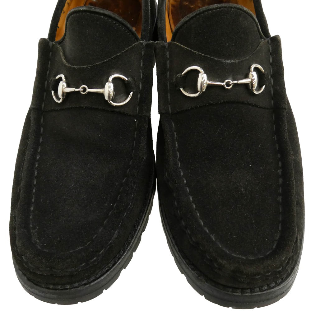 GUCCI グッチ 101 6105 ホースビット スエード レザー ローファー ブラック系 11【中古】