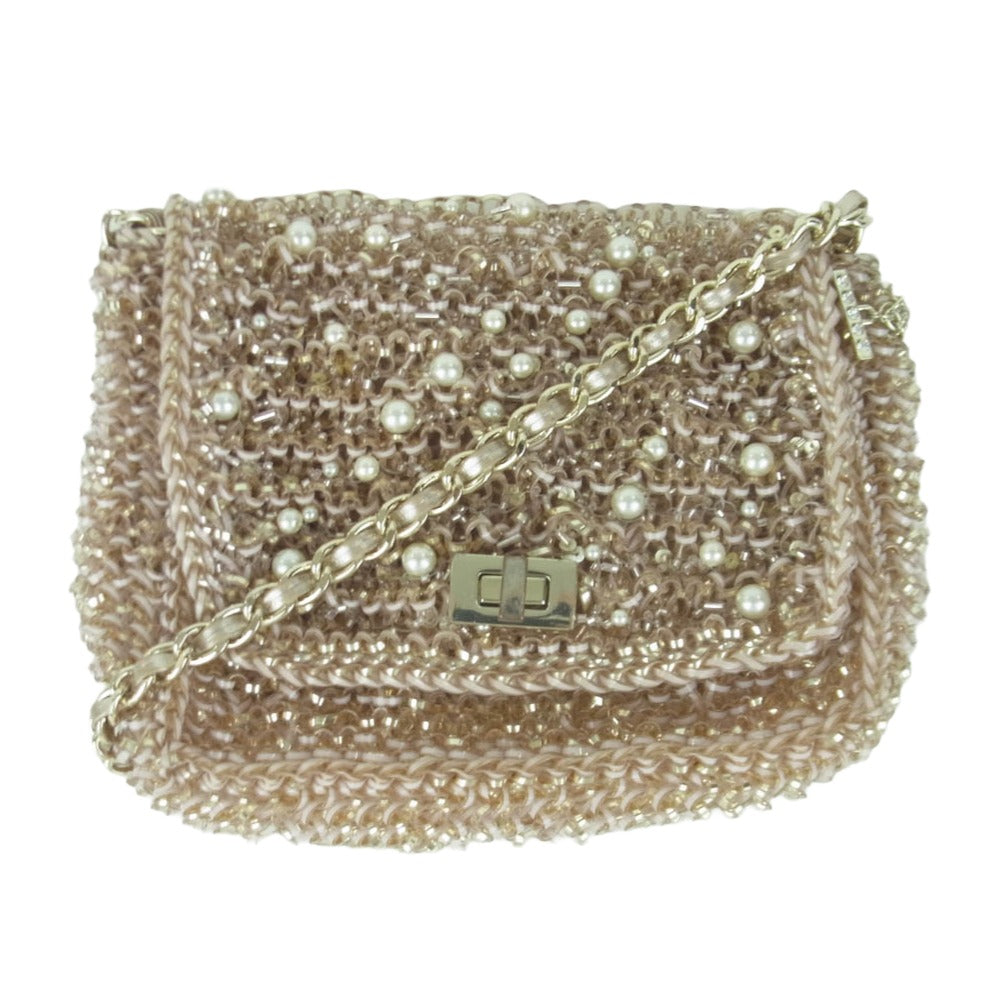 ANTEPRIMA アンテプリマ PERLA GLITTER ペルラグリッター パール ショルダー バッグ ピンク系 ゴールド系【中古】