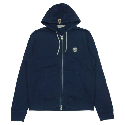 MONCLER モンクレール 210918425900 MAGLIA CARDIGAN マグリア カーディガン ロゴワッペン ジップアップ パーカー ネイビー系 M【中古】