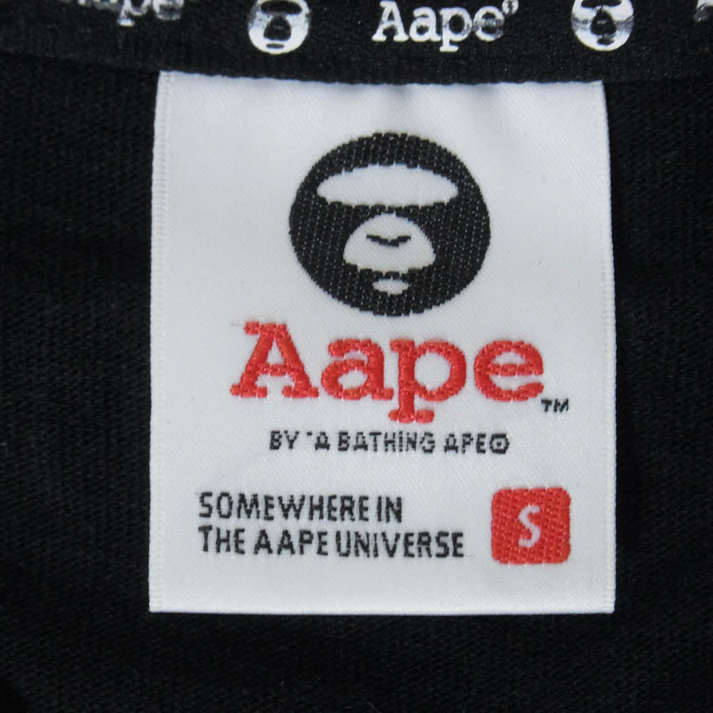A BATHING APE アベイシングエイプ AAPLTM0200XXC AAPE UNIVERSE エーエイプ ロゴ プリント ロングスリーブ 長袖 カットソー ブラック系 S【中古】