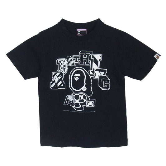 A BATHING APE アベイシングエイプ カッレジロゴ マイロ プリント 半袖 Tシャツ カットソー ブラック系 XS【中古】
