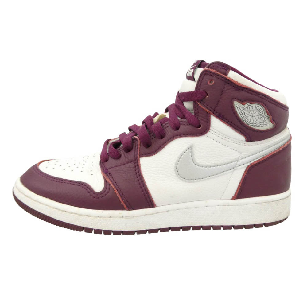 NIKE ナイキ 21AW 575441-611 GS Air Jordan 1 High OG Bordeaux AJ1 エアジョーダン ハイ ボルドー スニーカー ワインレッド系 ホワイト系 24cm【中古】