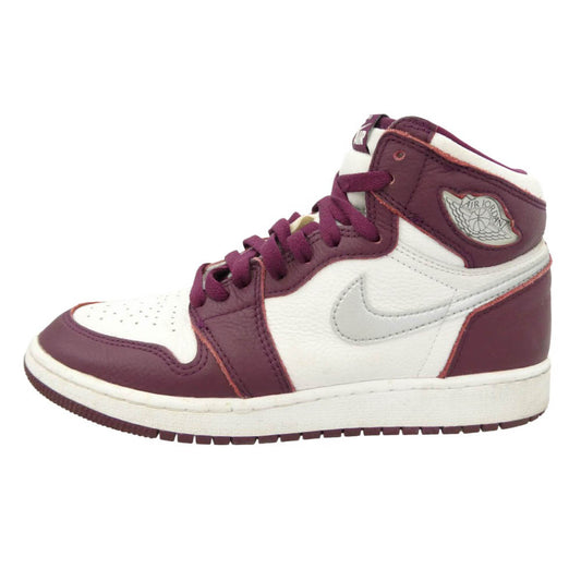 NIKE ナイキ 21AW 575441-611 GS Air Jordan 1 High OG Bordeaux AJ1 エアジョーダン ハイ ボルドー スニーカー ワインレッド系 ホワイト系 24cm【中古】