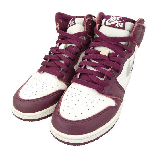 NIKE ナイキ 21AW 575441-611 GS Air Jordan 1 High OG Bordeaux AJ1 エアジョーダン ハイ ボルドー スニーカー ワインレッド系 ホワイト系 24cm【中古】