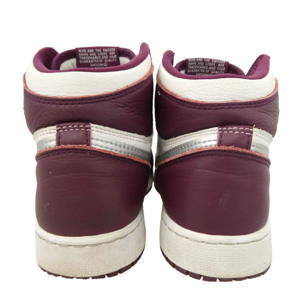 NIKE ナイキ 21AW 575441-611 GS Air Jordan 1 High OG Bordeaux AJ1 エアジョーダン ハイ ボルドー スニーカー ワインレッド系 ホワイト系 24cm【中古】