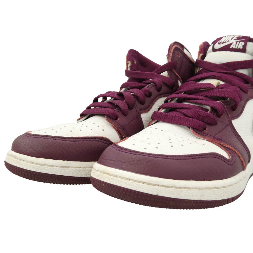 NIKE ナイキ 21AW 575441-611 GS Air Jordan 1 High OG Bordeaux AJ1 エアジョーダン ハイ ボルドー スニーカー ワインレッド系 ホワイト系 24cm【中古】