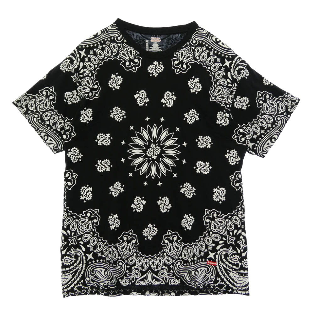 Supreme シュプリーム 22AW x Hanes Bandana Tagless Tees ヘインズ バンダナ タグレス Tシャツ 半袖 カットソー ブラック系 L【中古】