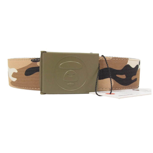 A BATHING APE アベイシングエイプ AAPBTM5325XXP AAPE BASIC BELT エーエイプ ベーシック ムーンフェイス カモフラージュ 迷彩柄 ベルト ブラウン系【新古品】【未使用】【中古】