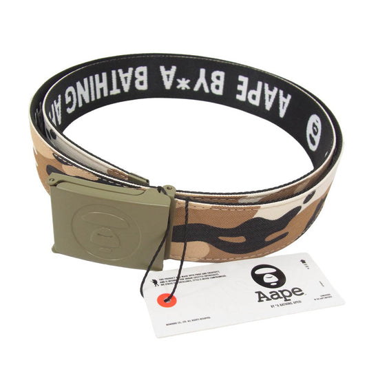 A BATHING APE アベイシングエイプ AAPBTM5325XXP AAPE BASIC BELT エーエイプ ベーシック ムーンフェイス カモフラージュ 迷彩柄 ベルト ブラウン系【新古品】【未使用】【中古】