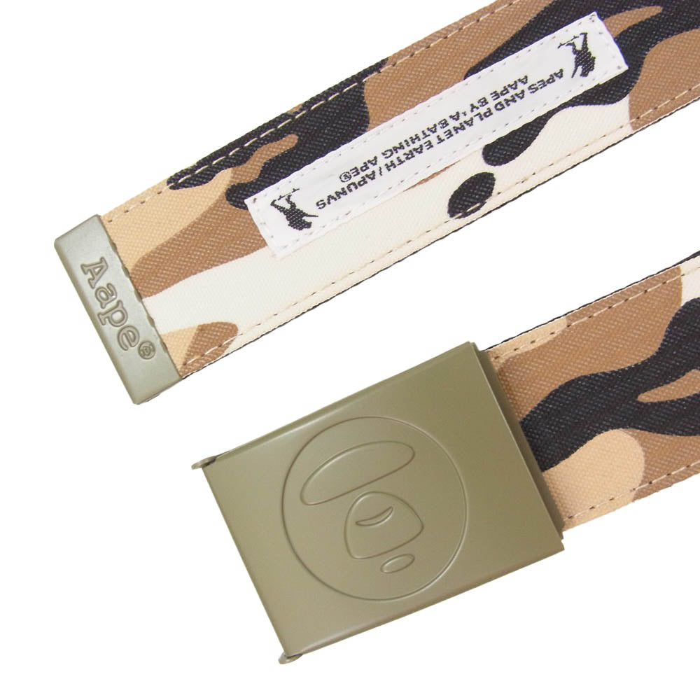A BATHING APE アベイシングエイプ AAPBTM5325XXP AAPE BASIC BELT エーエイプ ベーシック ムーンフェイス カモフラージュ 迷彩柄 ベルト ブラウン系【新古品】【未使用】【中古】