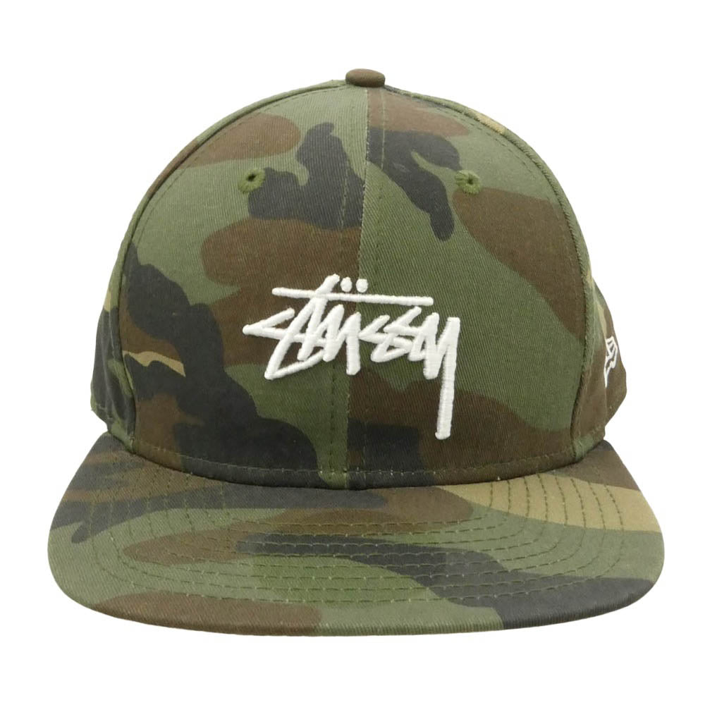 STUSSY ステューシー NEW ERA ニューエラ × NEW ERA ニューエラ ストックロゴ 刺繍 カモフラージュ 迷彩柄 ロゴ ベイスボール キャップ グリーン系【中古】