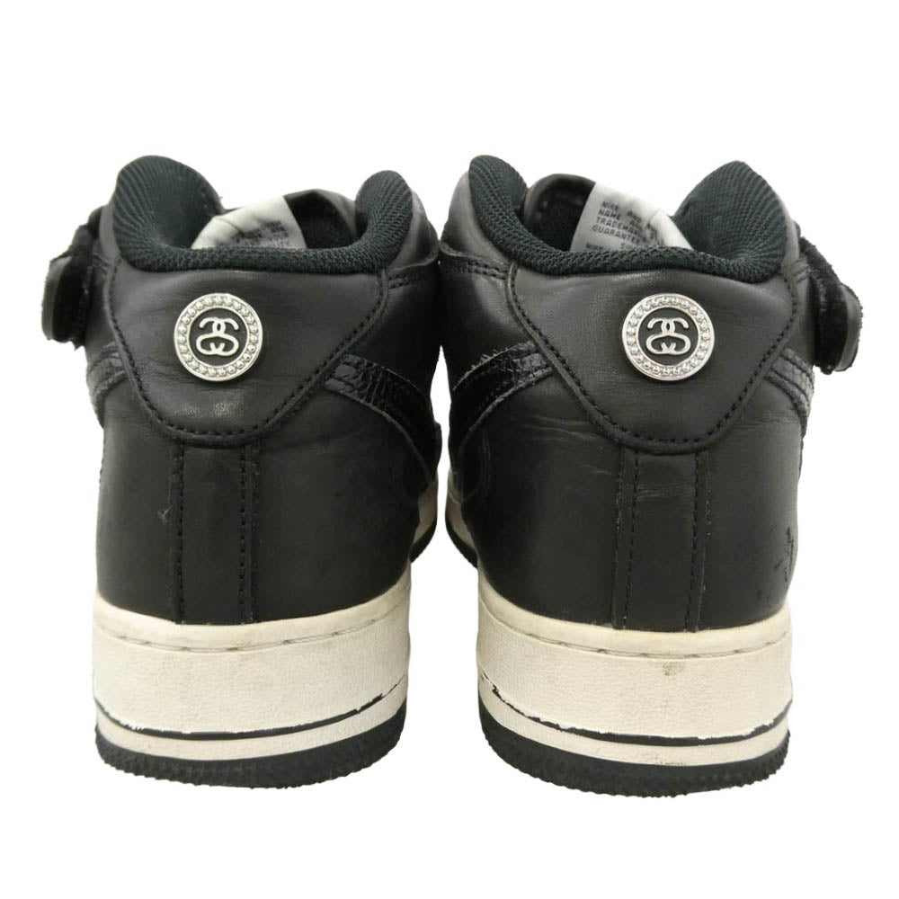 NIKE ナイキ STUSSY ステューシー 22SS DJ7840-001 × STUSSY Air Force 1 Mid Black ステューシー エアフォース ミッド ブラック スニーカー ブラック系 25cm【中古】