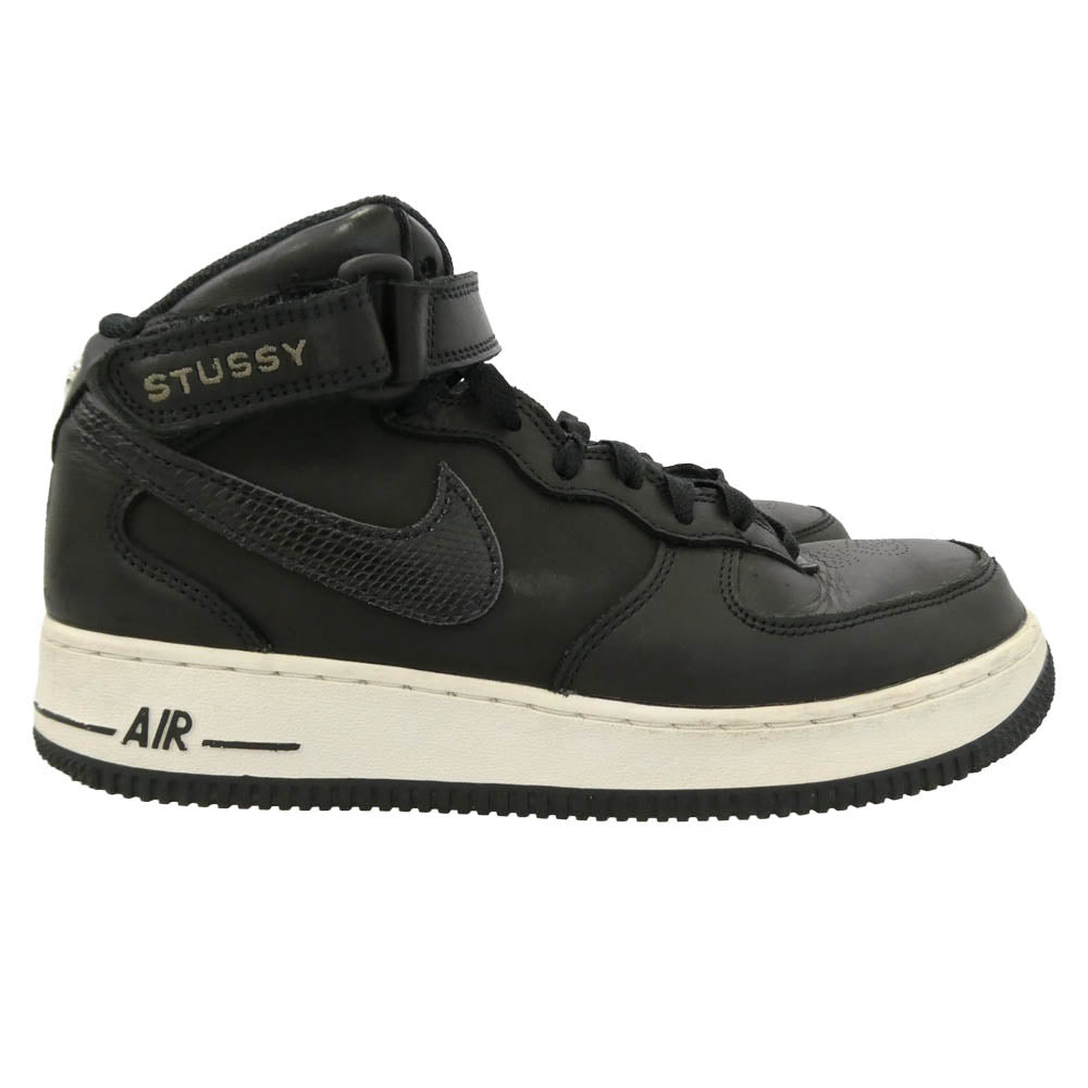 NIKE ナイキ STUSSY ステューシー 22SS DJ7840-001 × STUSSY Air Force 1 Mid Black ステューシー エアフォース ミッド ブラック スニーカー ブラック系 25cm【中古】