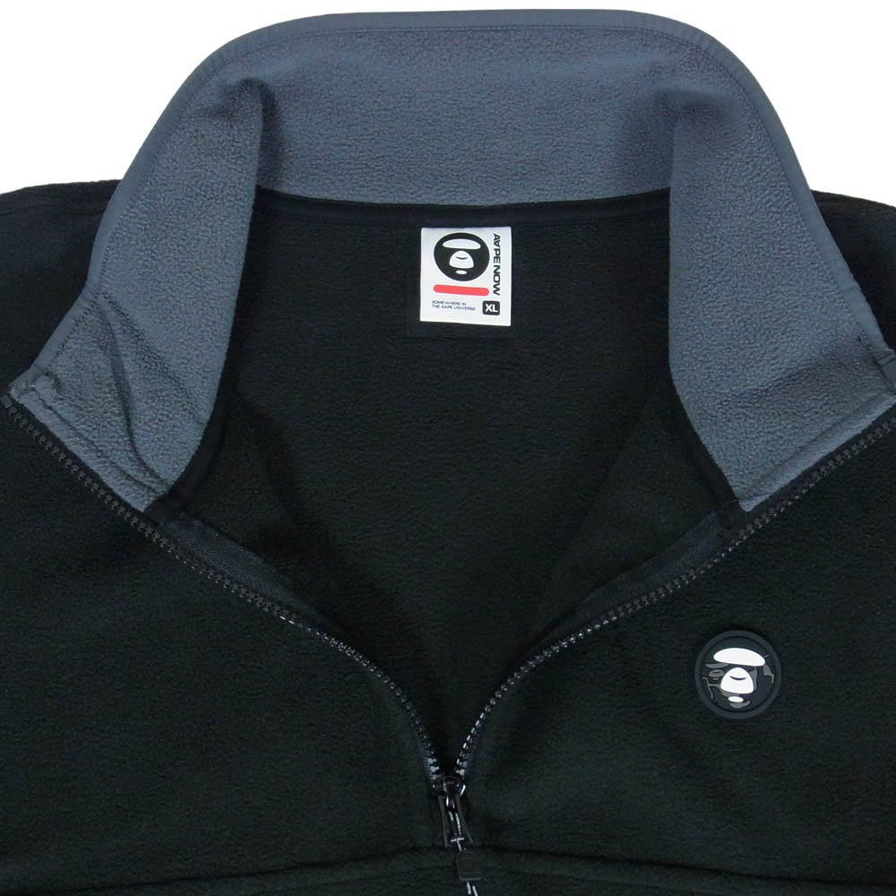 A BATHING APE アベイシングエイプ AAPSWMC363XXP AAPE NOW HALF ZIP FLEECE エーエイプ フリース ハーフジップ プルオーバー ジャケット ブラック系 XL【中古】