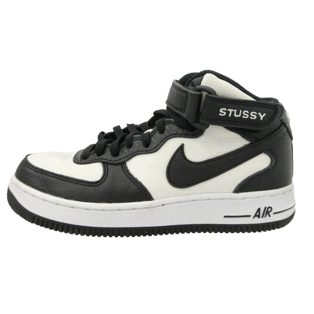 NIKE ナイキ STUSSY ステューシー 22SS DJ7840-002 × STUSSY Air Force 1 Mid Black and Light Bone ステューシー エアフォースミッド ブラック アンド ライトボーン スニーカー ブラック系 ホワイト系 24cm【中古】