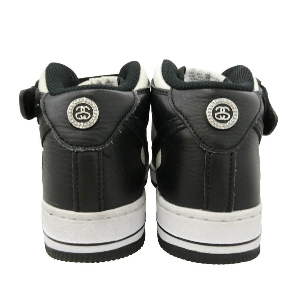 NIKE ナイキ STUSSY ステューシー 22SS DJ7840-002 × STUSSY Air Force 1 Mid Black and Light Bone ステューシー エアフォースミッド ブラック アンド ライトボーン スニーカー ブラック系 ホワイト系 24cm【中古】