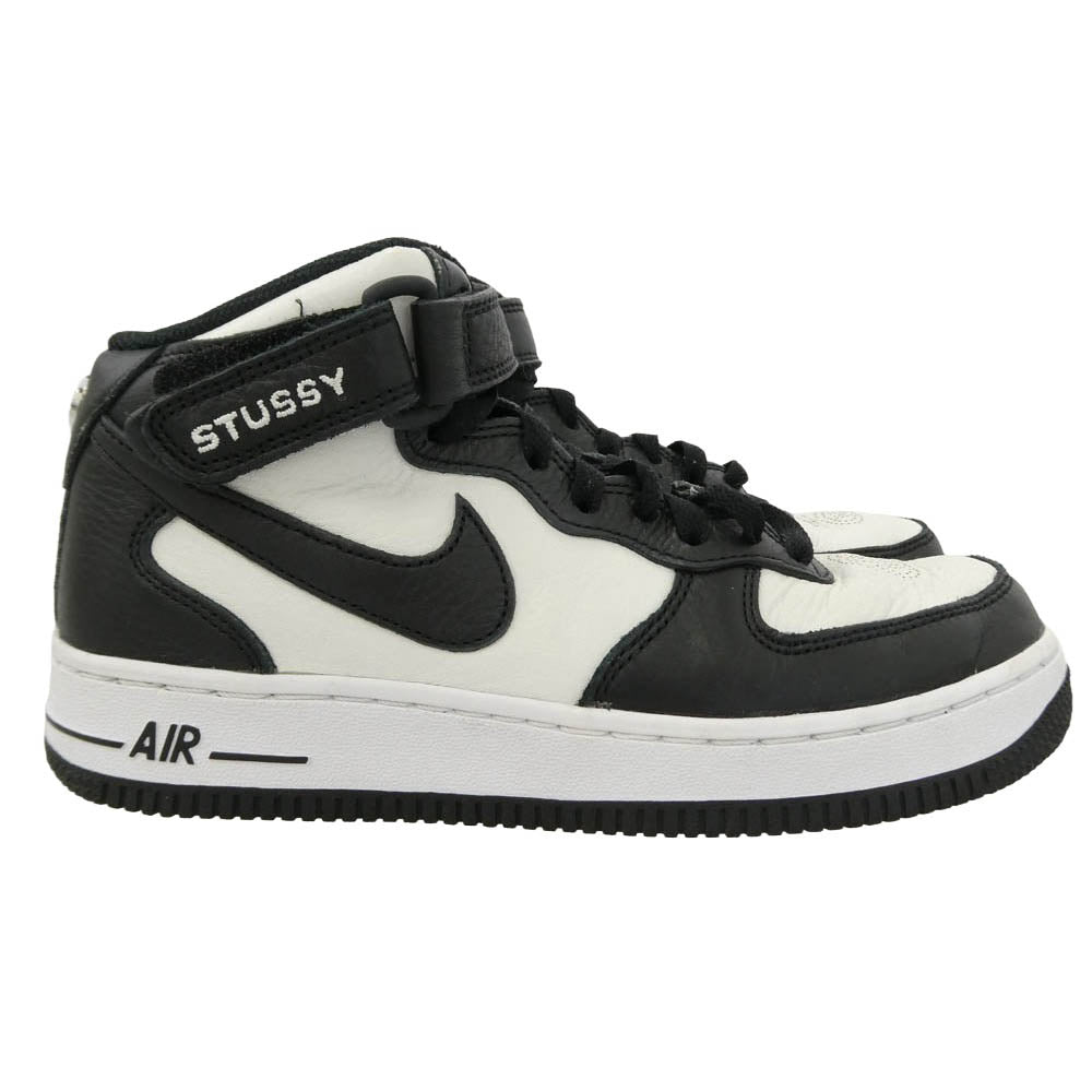 NIKE ナイキ STUSSY ステューシー 22SS DJ7840-002 × STUSSY Air Force 1 Mid Black and Light Bone ステューシー エアフォースミッド ブラック アンド ライトボーン スニーカー ブラック系 ホワイト系 24cm【中古】