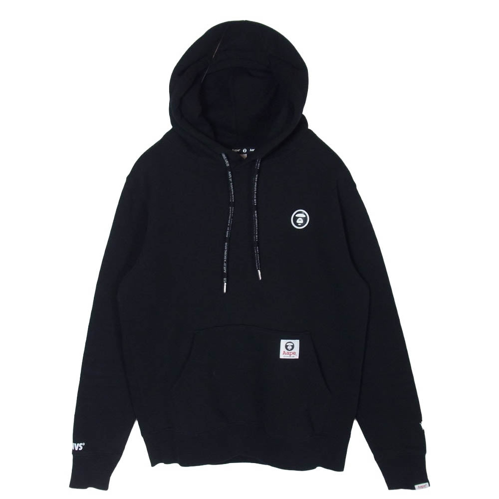 A BATHING APE アベイシングエイプ AAPSWM3458XXB AAPE HOODIE SWEATER エーエイプ 着脱可 猿フェイスワッペン付 スウェット パーカー ブラック系 M【中古】